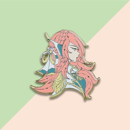 Pink Long-Haired Girl Side Profile Metal Enamel Pin