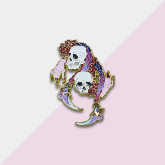 Skull and Rose Metal Enamel Pin