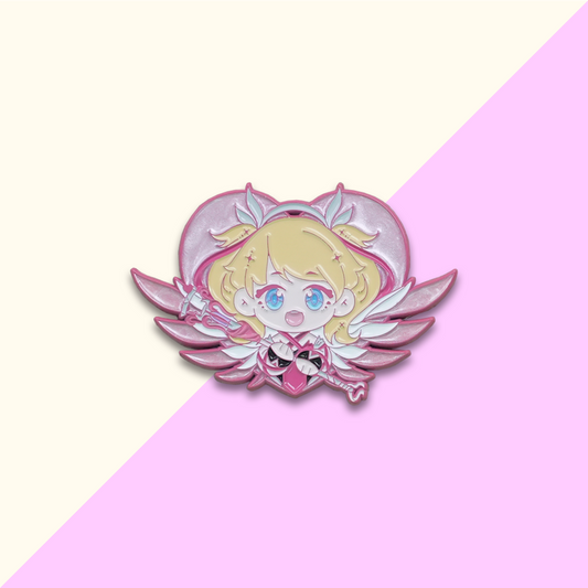 Pink Heart Girl Metal Enamel Pin