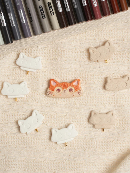 Dorky-Cute Kitten Fridge Magnet - Orange Cat "Pearl"