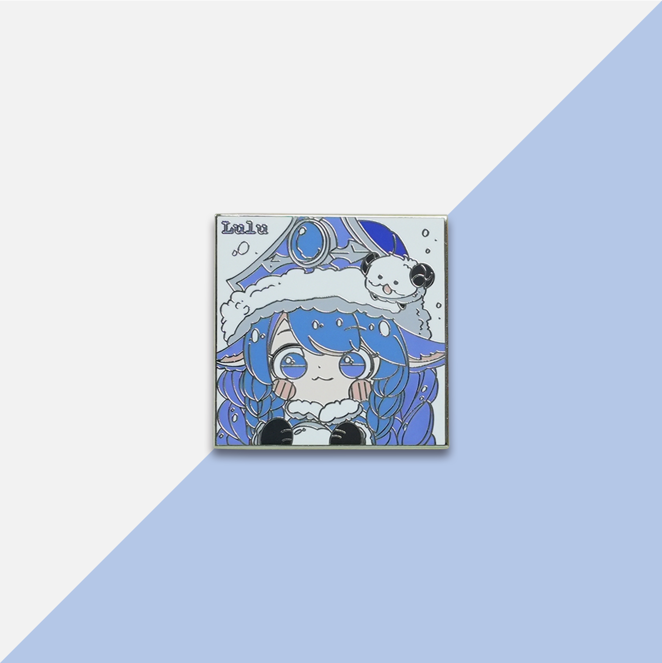 Square Cute Girl Portrait Metal Enamel Pin