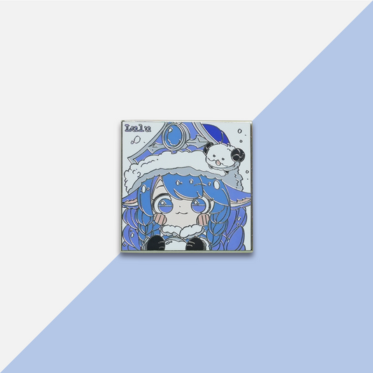 Square Cute Girl Portrait Metal Enamel Pin