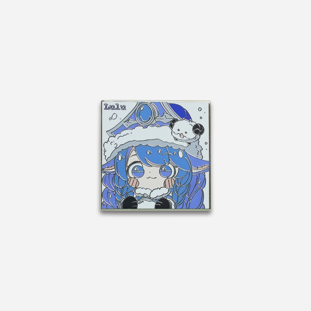 Square Cute Girl Portrait Metal Enamel Pin