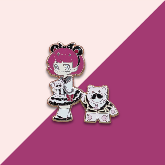 Girl with Bear Metal Enamel Pin