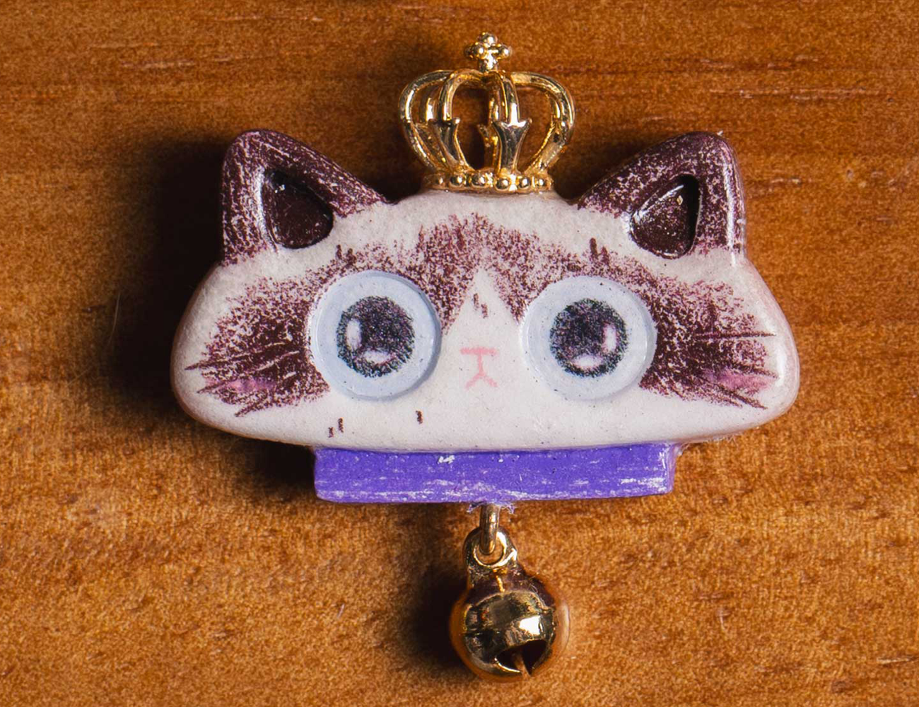 Dorky-Cute Kitten Fridge Magnet - Purple & White "Queen"