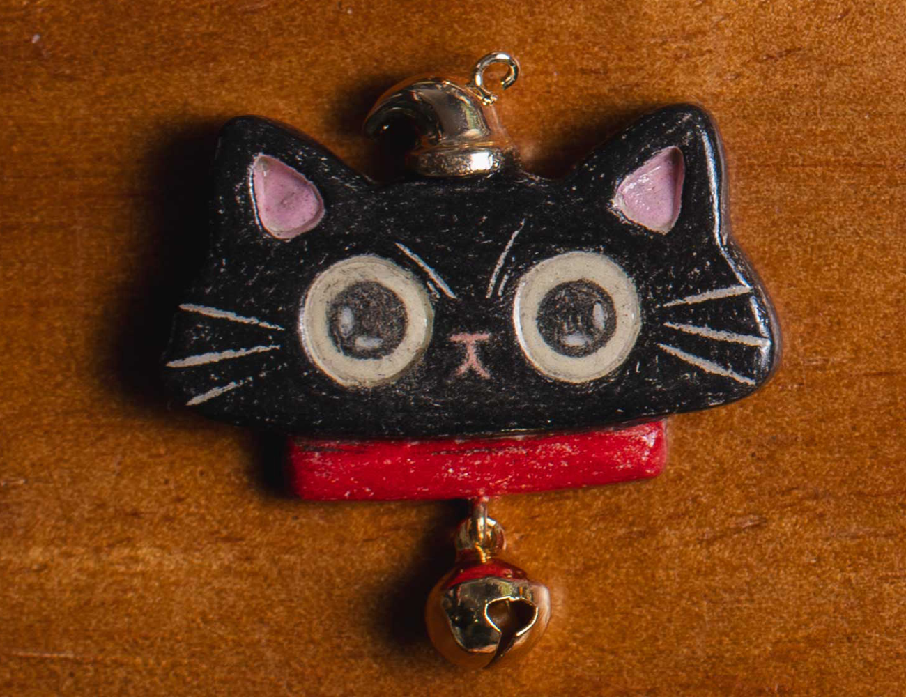 Dorky-Cute Kitten Fridge Magnet - Black & Red "Assassin"