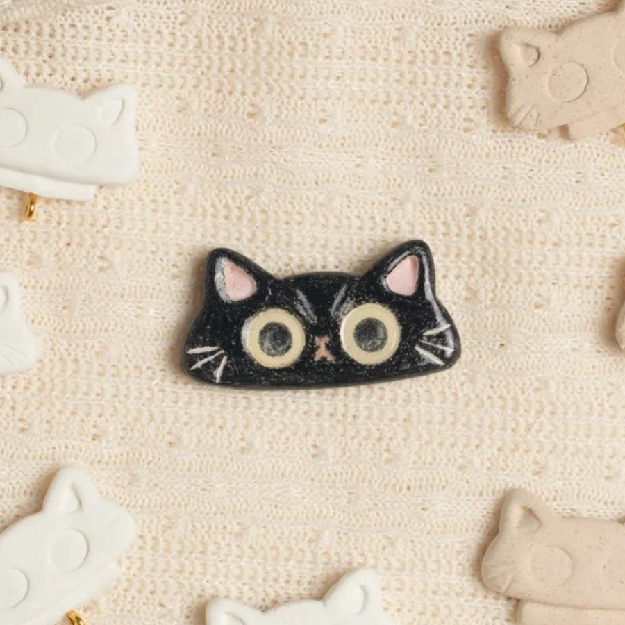 Dorky-Cute Kitten Fridge Magnet - Black Cat "Night"