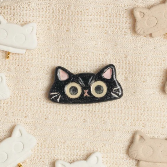 Dorky-Cute Kitten Fridge Magnet - Black Cat "Night"