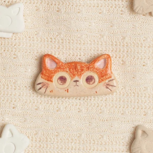 Dorky-Cute Kitten Fridge Magnet - Orange Cat "Pearl"