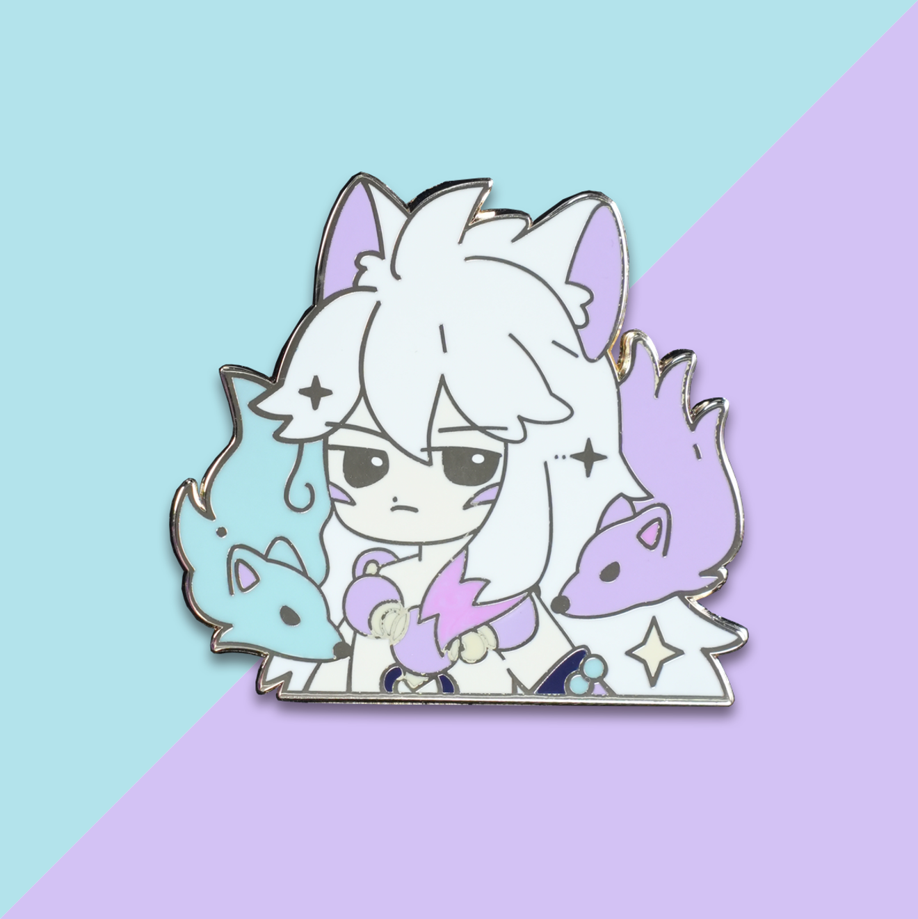 White-Haired Fox-Eared Boy Cartoon